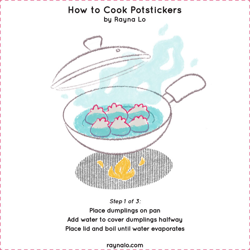 Cute and Easy Illustrated Guide on How to Cook Potstickers by Rayna Lo